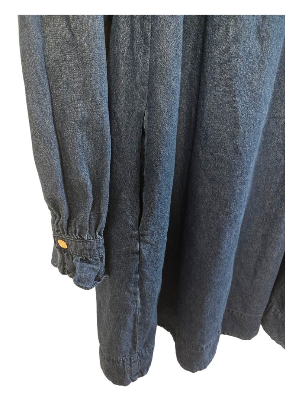 Draper James Chambray Cotton Long Sleeve Ruffle Front Mini Prairie Dress Large - Picture 3 of 8